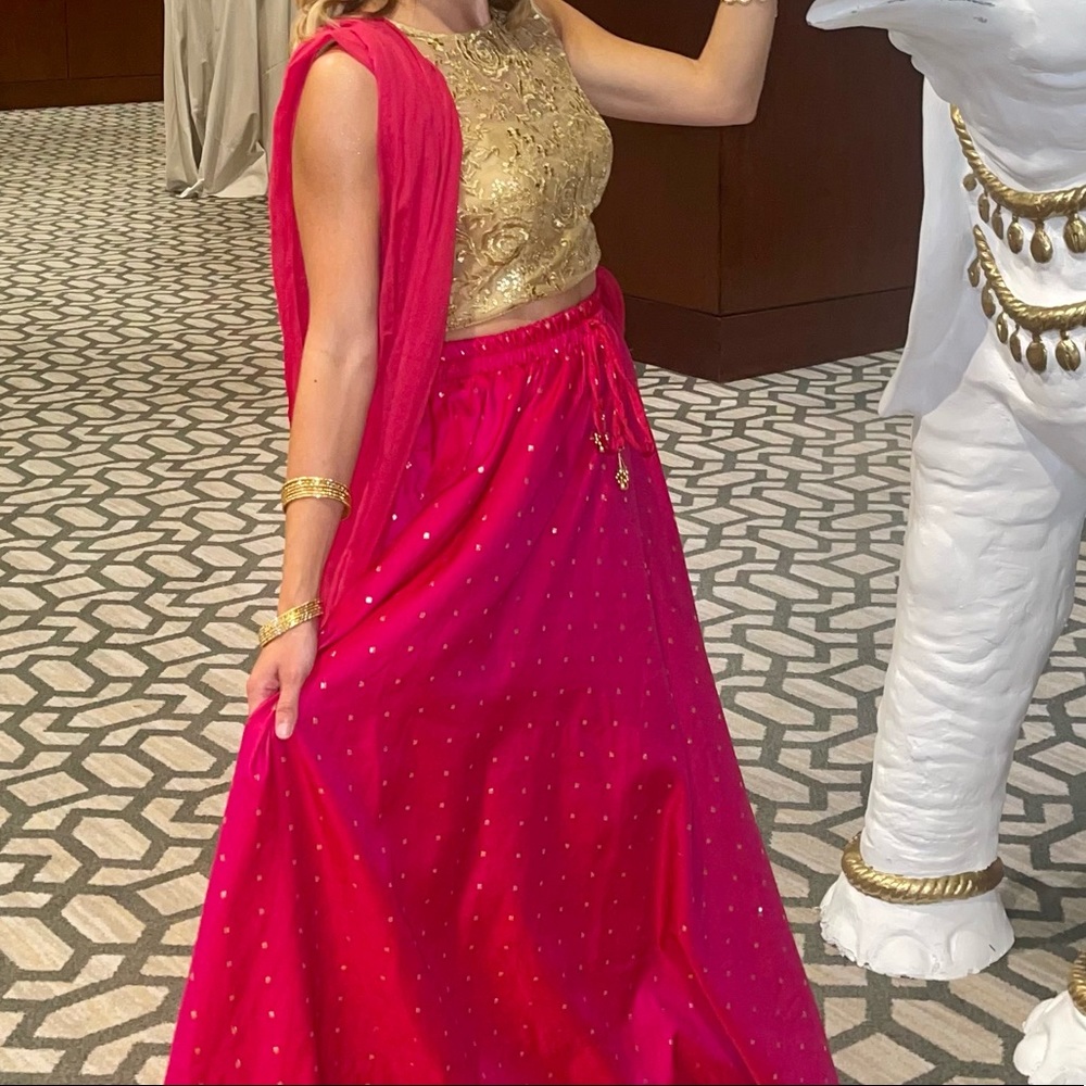 Pink and gold Lehenga